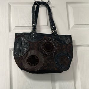 Coach circle patchwork tote